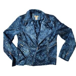 Moon Collection Womens Blue Zip Up Jacket Size Medium
